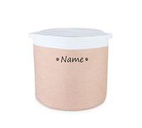 Cuperay Panier de Rangement Rond avec Noms Personnalisés, Panier de Jouets Pliable Pour Chiens avec Poignées, Pour le Stockage des Aliments, des Vêtements et des Accessoires Pour Chiens(Blanc Rose)