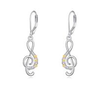 CUPERDA Boucles d'oreilles en argent sterling 925 avec notes de musique tournesols - Bijoux pour femmes, enseignantes, musiciennes, amateurs de danse