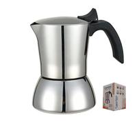 CUPERINOX Cafetière en acier inoxydable Deluxe, cafetière italienne 4 tasses, cafetière italienne à induction en acier inoxydable, manche anti-brûlure