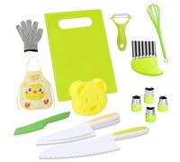 CUPERINOX Couteaux Méthode Montessori | Kit Couteau Sécurité de Cuisine pour Enfants | Set de 16 Couteaux d'Apprentissage dès 2 Ans | Tablier, Gant, Moules et Planche à Découper | Kids Collection