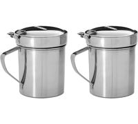 CUPERINOX Huiliers pour huile usagée | Graisse en acier inoxydable 550 ml avec filtre métallique | Récipient pour huile usagée de cuisine et graisse | Graisse de cuisine métallique 550 ml 2 unités