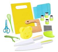 CUPERINOX Kit cuisine 2 ans | Set couteau Montessori 17 pièces | Ustensiles de cuisine ludique | Couteau chef club sécurisé | Ensemble de cuisine miniature | Kit Montessori cuisine | Couteau bébé