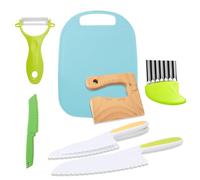 CUPERINOX Kit cuisine 2 ans | Set couteau Montessori 8 pièces | Ustensiles de cuisine ludique | Couteau chef club sécurisé | Ensemble de cuisine miniature | Kit Montessori cuisine | Couteau bébé
