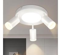 cupgow Plafonnier LED 3 flammes - Plafonnier Blanc Moderne Lampe de Salon 3000k GU10 20W Pivotant Lampe de Couloir Spot Rond pour Chambre Cuisine Bureau