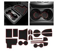 CupHolderHero Lot de 17 Tapis antidérapants et Anti-poussière personnalisés pour Porte-gobelets, Console Centrale et Poches de Porte (Bordure Rouge)