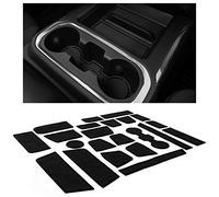 CupHolderHero pour Chevy Silverado 1500 et GMC Sierra Accessories 2019-2022 - Lot de 23 Tapis de Doublure pour Console Centrale, Poche de Porte (Cabine Double avec sièges baquets) (Noir uni)