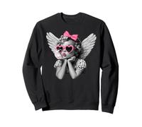 Cupid Blowing Bubble Heart Lunettes de Soleil léopard Saint-Valentin Sweatshirt