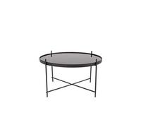 Table d'appoint en métal noir et verre trempé, plateau amovible, pliable, grand - Zuiver, Cupid - 63x63x40 cm