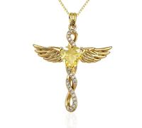 CupidGift Collier avec pendentif en forme de cœur avec ailes d'ange pour femme, plaqué or 18 carats, bijou chrétien délicat, cadeau pour la fête des mères, la Saint-Valentin, Noël, un anniversaire
