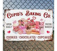 Cupids Baking Co - Enseigne de desserts rustique en aluminium - Décoration murale vintage en tôle de métal - 20,3 x 30,5 cm - Décoration intérieure et extérieure pour la maison, le bureau, le café, la