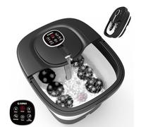CuPiLo Masseur de bain de pieds avec chaleur de circulation, balles de massage Shiatsu motorisées, baignoire de trempage pédicure avec vagues, télécommande, poignée, soulagement des pieds, cadeaux