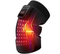 CuPiLo Masseur de genou à lumière rouge, 5 réglages de lumière et de chaleur, 5 modes de vibration, bandage chauffant sans fil de 5000 mAh, pour le confort et la relaxation