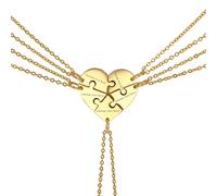 Cupimatch Acier Inoxydable Collier Personnalisable Pendentif d'amitié 2/3/4/5/6 pcs Bijoux Cœur Puzzle pour Homme et Femme - Cartes de Voeux Gratuites et Coffret Cadeau (5 pcs)