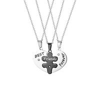 Cupimatch Acier Inoxydable Collier Personnalisable Pendentif d'amitié Gravé“Best Friends Forever”Bijoux Cœur Puzzle pour Homme et Femme - Cartes de Voeux Gratuites et Coffret Cadeau