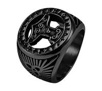 Cupimatch Bague Homme Acier Inoxydable : Chevalière Viking Marteau Thor Chevalière Bijou Médiéval Nordique Noir 67- Cadeau Fête des Pères