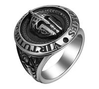 Cupimatch Bague Homme Sparte Viking : Chevalière Acier Inoxydable Casque Médiéval - Bijou Gothique Style Guerrier Cadeau Fête des Pères