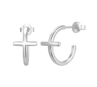 Cupimatch Boucles Oreille Croix : Pendants Zircon Doré 925 Argent, Hypoallergéniques Foi Chrétienne, Bijou Religion Chic, Cadeau Pâques Baptême Femme Fille