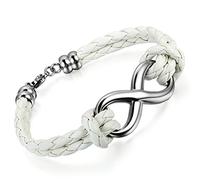 Cupimatch Bracelet Amour Infini Tressé en Cuir - Le Symbole d'amitié et d'amour pour Homme et Femme(Blanc)