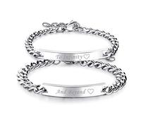 Cupimatch Bracelet Couple Amoureux 2 pcs Bracelet Acier Inoxydable en Coeur Puzzle Gravé Real Love,2 pcs Amour d'amitie Bijoux Fantaisie pour Saint-Valentin Mariage Anniversaire Noël