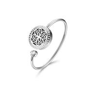 Cupimatch Bracelet diffuseur d'huiles essentielles réglable en acier inoxydable CZ avec médaillon d'aromathérapie - 8 blocs de couleurs - Cadeau pour femme et fille (fleur)