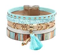 Cupimatch Bracelet en Cuir Multicouche Manchette Arbre de Vie Style Bohémien avec Boucle Magnétique,Bracelet Tressés pour Femmes Épouse Mère (Type 8)