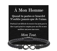 Cupimatch Bracelet en Cuir Personnalisé pour Homme - Large Bracelet Infini Enroulé avec Fermeture Magnétique - Cadeau Saint Valentin