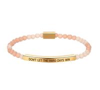 Cupimatch Bracelet Femme Acier Inoxydable:Bracelet Perles et Pierre Naturelle avec Message Motivateur DON'T LET THE HARD DAYS WIN Rose- Cadeau d'Encouragement pour Elle, Fille, Amie