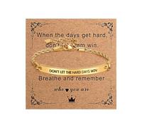 Cupimatch Bracelet Femme Acier Inoxydable : Bracelet Réglable DON’T LET THE HARD DAYS WIN Gravé Bijou Motivant Doré- Cadeau Encouragement, Anniversaire