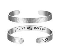 Cupimatch Bracelet Jonc Acier Inoxydable:Bracelets Femme Manchette Mots Encouragement Ouvert Polissage Style Fantaisie - Cadeau de Fête des Mères Anniversaire