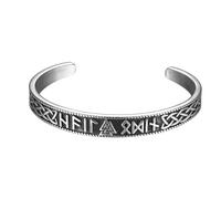 Cupimatch Bracelet Viking ouvert pour homme : nordique viking rune triangle nœud celtique manchette en acier inoxydable pour la fête des pères