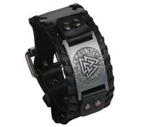 Cupimatch Bracelet Viking Valknut en cuir : manchette réglable unisexe nordique rune amulette style punk, Cuir