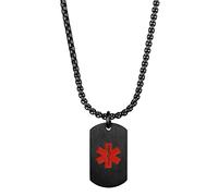 Cupimatch Collier Alerte Médical Personnalisé ID Dog Tag Pendentif Collier SOS d'urgence pour Vieillard,Cardiaque,Diabétique Collier pour Homme Garçon Enfants,Gratuite Gravure