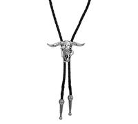 Cupimatch Collier Bolo Western Cowboy : pendentif en forme de taureau long réglable pour homme et femme, accessoire de fête rétro country dance, taille unique, Métal, Pas de gemme