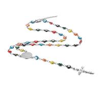 Cupimatch Collier Chapelet Croix Catholique,Jésus Chapelet Chretien avec Croix Médaille Saint Benoît pour Chrétiens Catholiques Communion Religieuse,Baptême,Messe,Bible,Amulette