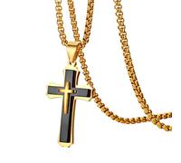 Cupimatch Collier Croix Chretienne Homme Pendentif Mains en Prière Collier Délicat avec Chaîne Réglable Collier Croix Catholique Fantaisie Bijoux Religion