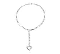 Cupimatch Collier en Y en forme de cœur en acier inoxydable avec trombones | Collier en Y réglable en forme de cœur en acier inoxydable avec chaîne trombone pour un style simple de couple, streetwear