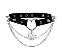 Cupimatch Collier Gothique Punk Cuir : Collier Réglable Ras du Cou avec Rivets et Cœur - Bijou Rock E-Girl - Cadeau Halloween