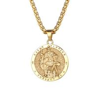 Cupimatch Collier Homme Saint Florian : Collier Pompier avec Médaille Protecteur en Acier Inoxydable Punk Masculin - Cadeau Pompier Anniversaire Fête des Pères