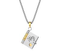 Cupimatch Collier Pendentif Livre Femme : Collier Acier Inoxydable à 6 Pages avec Messages avec des Illustrations Argent Or- Cadeau Sœur Anniversaire Fin d'Études