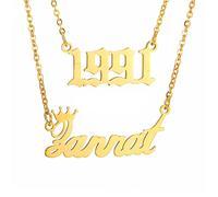 Cupimatch Collier Prénom Personnalisé 2 Prénoms en Acier Inoxydable avec Chaîne de 50cm,Bijoux Personnalisés pour Bon Cadeau Fete des Meres Saint-Valentin Anniversaire Marriage - Doré