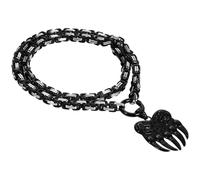 Cupimatch Collier Viking Griffe d'Ours : Collier Homme Acier Inoxydable Amulette Nordique Bijoux avec Chaîne Byzantine Longueur de la Chaîne 24 Pouces- Cadeau Homme Anniversaire et Fête des Pères