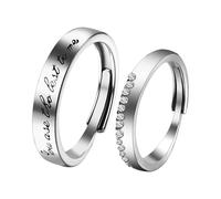 Cupimatch Ensemble de bagues de fiançailles : bagues de couple réglables avec gravure You Are The Best To Me, alliances avec zircone, bagues de mariage, promesses d'amour, bijoux cadeau pour homme et