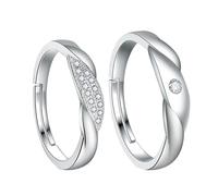 Cupimatch Ensemble de bagues Infinity : en acier inoxydable avec zircone cubique, bagues de fiançailles réglables, bagues d'amitié, pour partenaires, Saint-Valentin, anniversaire de mariage, cadeau