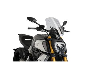 Cupolino PUIG Réglable Touring Fumé Clair Pour Ducati 1260 DIAVEL 2019-2024