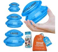 Cupping Massage Kit - the Most Recommended Therapy Set for Muscle Soreness, Pain Relief, Injury Recovery, Toning & Cellulite - Best Quality Professional Medical Grad - 4 Cups, Blue