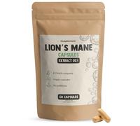 Cupplement 60 capsules d'extrait de crinière de lion - Extrait 20:1 - 400 mg par gélule - Sans poudre de crinière de lion - Agic de perruque - Hericium Erinaceus - Superaliment - Champignons