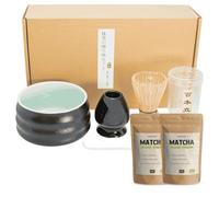 Cupplement Matcha Kit de Démarrage Ensemble de Thé Noir avec Batteur en Bambou/Fouet/Whisk / 2 X Poudre de Thé Matcha - Cuillère - Bol/Bowl - Japonais - Cadeau - Boîte de Rangement - Boîte Cadeau