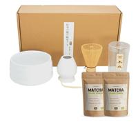 Cupplement Matcha Starter Kit Thé Blanc Set avec Batteur en Bambou/Fouet/Whisk / 2 X Poudre de Thé Matcha - Cuillère - Bol/Bowl - Japonais - Cadeau - Boîte de Rangement - Boîte Cadeau - Coffret Cadeau