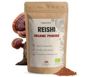 Cupplement Poudre de Champignon Reishi 60 g Biologique - Sans Capsule ni Extrait - Complément - Champignon - Poudre