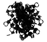 Cups à Anneaux Pigmentaires Microbladants Tatouage à Gobelets à Anneau à Encre Semi-permanente Porte-colle avec Couverture pour Tatouage Maquilleur 50pcs Plastique (Noir)